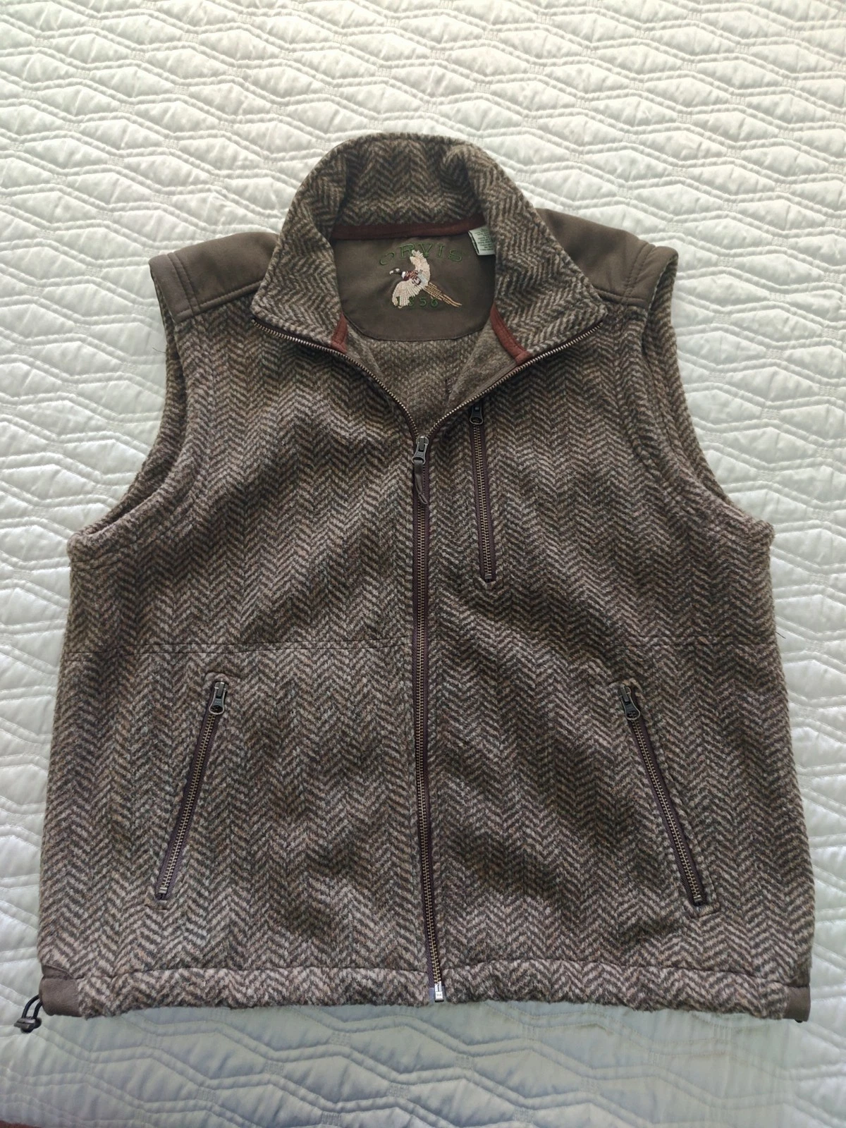 ORVIS 1856 FLEECE VEST MEN’S LARGE FULL ZIP PHEASANT LOGO