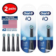 Oral B IO Ultimate Clean Toothbrush Head Black 4 Count x 2 Pairs FREE SHIPPING