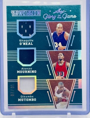 Shaq Mourning Mutombo 2025 Leaf Glory of the Game Used Triple Patch /35 Centers