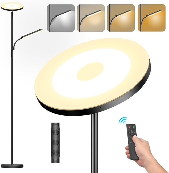 Lámpara de Pie LED Regulable de 42 W, Lamparas de Pie Para Salon Superbrillante