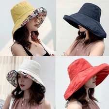Sombrero de pescador de ala ancha para mujer cubo de playa verano gorra plegable protección solar