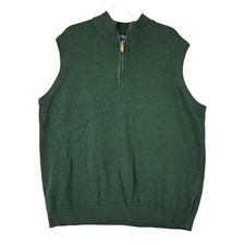 Roundtree  Yorke Knit Vest Green 3XT Big And Tall 1/4 Zip Academia Preppy Golf