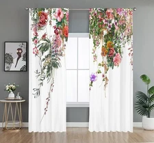 2Pcs Watercolor Floral Curtains for Living Room Bedroom Home Decor