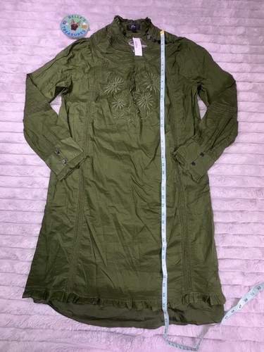 J.Crew Small High Neck Sheer Green LS Floral Tunika Kleid Slip Boho Cottagecore - Bild 3 von 11