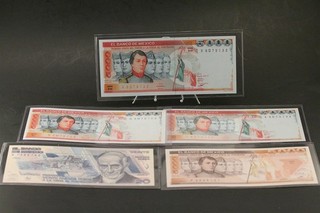 4 Mexico Uncirculated Banknote Currency 5 000 and 1 20 Pesos Notes