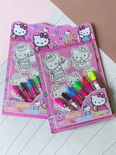 Sanrio Hello Kitty Coloring Sticker Set Pink Multicolor Animation