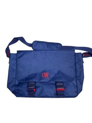 Men's Lacoste live parfums messenger book cross body bag blue navy