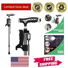 Heavy Duty Folding Walking Stick for Seniors - 440 lbs Weight Capacity with LED