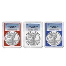 Presale - 2025-S $1 1-oz Proof American Silver Eagle 3pc Set PCGS PR69DCAM Blue