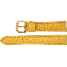 New Yellow Leather Watch Band Lizard Padded 16mm Long Ladies 26512162 2-Strap