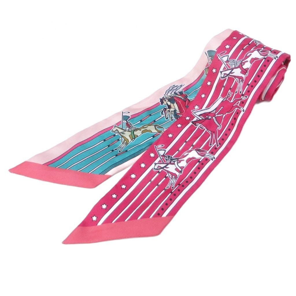 HERMES Twilly Scarf Pani la Shar Pawnee Silk Scarf pink (Kermit