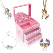 Agitation Unicorn Princess Wooden Musical Jewelry Box - Large, Pink Unicorn4