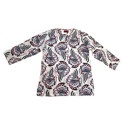 Noir Tunic Top Girls 2-3 Y NWT Linen Kurta Henley White Red Black Long Sleeve