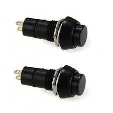 2x Black Push Button Switch Latching Bolt ON/OFF Car DC 12V/5A AC 125V/3A 250V