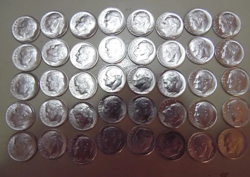 40x Roosevelt Silver Dimes - Various Dates - BU - 90 Percent Silver