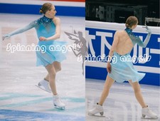 Figure Skating Dress Women's / Girls' Ice Skating Dress blue dyeing handmade