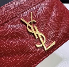 YSL Red And Gold Leather Card Holder