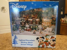 DISNEY Mickey Mouse Porcelain Christmas Lighted Village Main Street