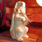 Rabbit Figurine Decor with Daisy Flowers & Raffia Bow, Approx. 13 in Tall — photo 3