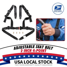 1Set Black 2" 4 Point Harness Racing Safety Seat Belt Shoulder Strap For ATV UTV