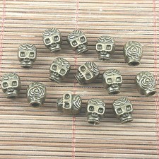 15pcs Antiqued Bronze Color Skull Head Design Spacer Beads H0810-1