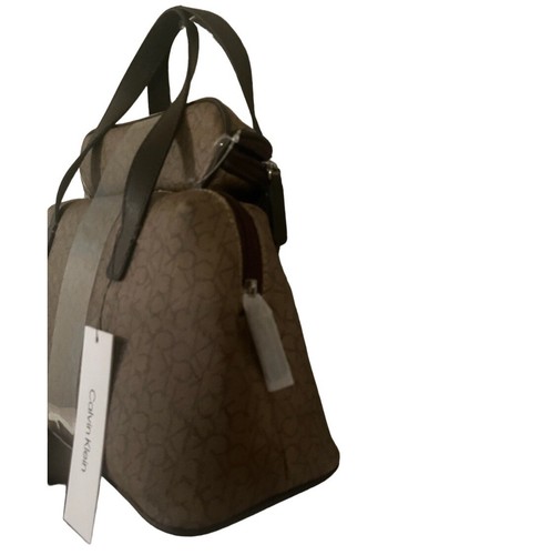 Calvin klein handbag top handle leather satchel With Pouch Brown Color - Picture 8 of 13