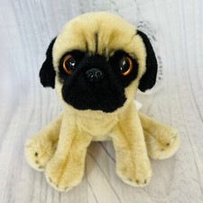 RUSS Sweet Baby Puppy Dog Pug Plush Stuffed Animal Soft Fuzzy 6" Sitting Big Eye