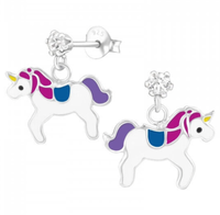 Damen MäDchen Kristall Pferd Einhorn Ohrstecker 925 Silber Ohrringe Kinder
