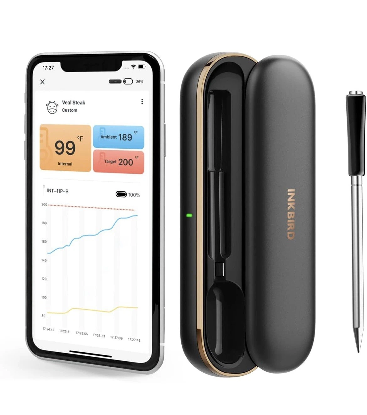 Inkbird Wireless Meat Thermometer INT-11P-B, Bluetooth Grilling Smoking