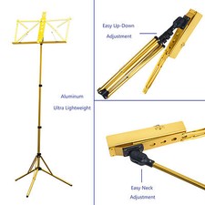 Paititi Brand New Durable Adjustable Folding Music Stand with Carrying Bag-Yello