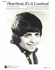 TONY DeFRANCO HEARTBEAT, IT'S A LOVEBEAT SHEET MUSIC PIANO/VOCAL/GUITAR 1973 NEW