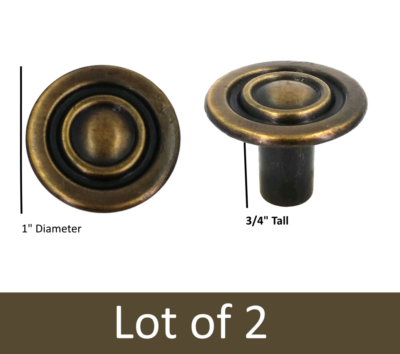 Round Gold Dresser Knobs - Antique Brass - Zinc Diecast {Lot of 2} | eBay