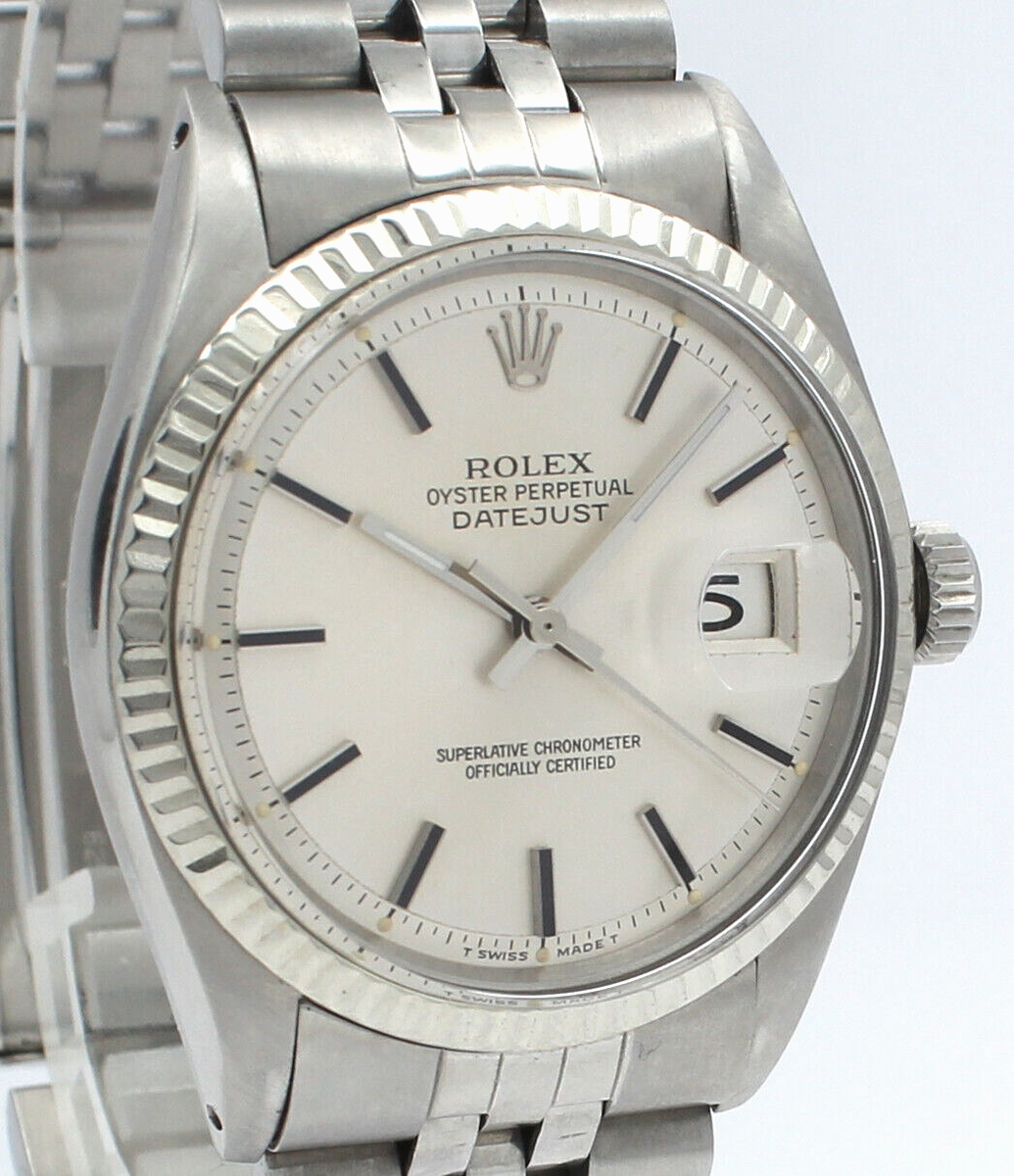 Men VINTAGE Rolex Oyster Perpetual Date Stainless Steel Silver