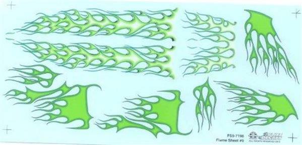 Slixx 7198 Flame sheet 9 1/24 1/25 waterslide decal