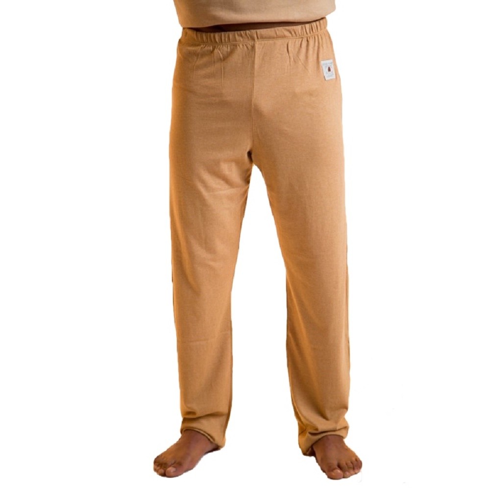 Organic Mens Long Pajama Pants Soft Sleepwear Vegan Brown White Undyed