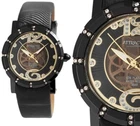 Ladies' Watch Wristwatch Elegant Elegant Black Gold Crystal Stones DA63J502Y by Q&Q