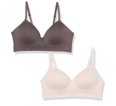 Amazon Essentials Women's 2-Pack Seamless Wirefree Padded Bra XL | Shark/Pearl