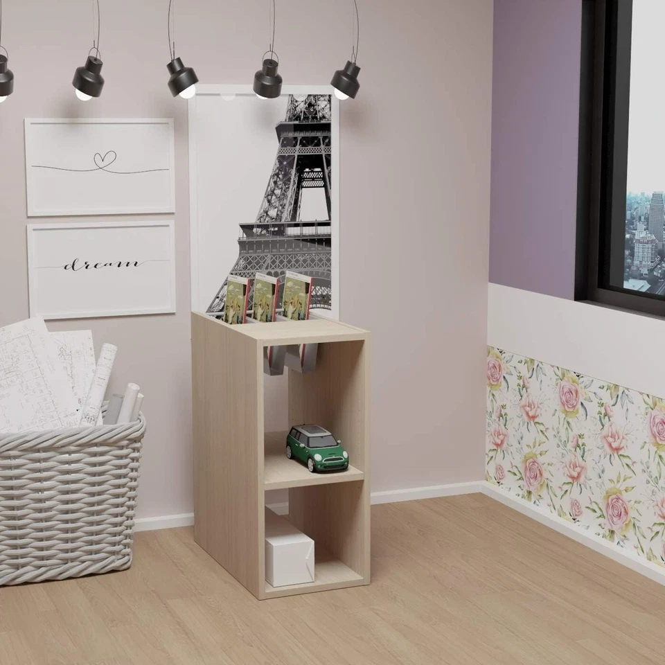 LEVIRA Scaffale Fulda Rovere Bianco 35x60x74 cm - 2 Scomparti + Portariviste,... - Immagine 3 di 4