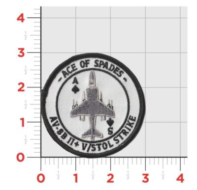 MARINE CORPS VMA-231 ACE OF SPADES WHITE HOOK & LOOP EMBROIDERED PATCH