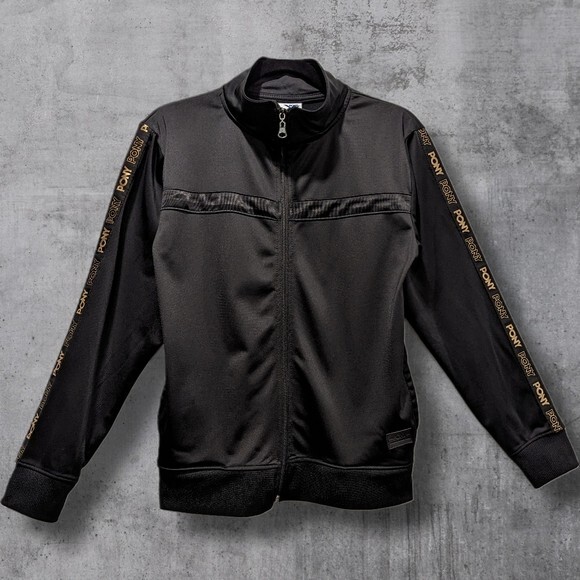 Giacca da pista ragazzo PONY con cerniera completa oro nero taglia XL (18 20) o donna S