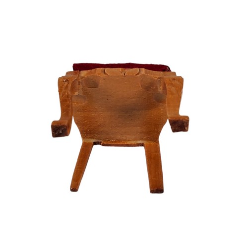 Dollhouse Furniture Victorian Wood Red Velvet Chair - 1:12 - Picture 6 of 6