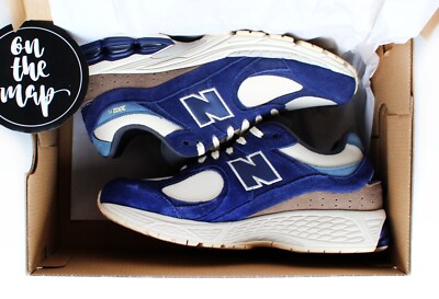 New Balance 2002R Night Tide Navy Blue Cream Brown UK 5 8 9