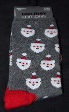 Holiday Editions Christmas Stocking Stuffer Santa Face Women's Socks Sz 4-10
