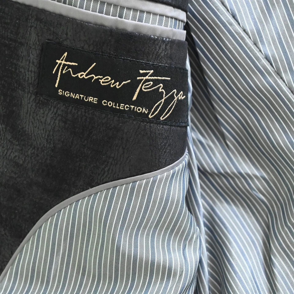 Jaqueta blazer masculina Andrew Fezza 38R preta Baxter couro sintético camurça casaco esportivo - Imagem 4 de 4