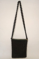 Vintage Black Beaded Purse 60s 70s Ohbach's Inc. Handbag Plastic Japan
