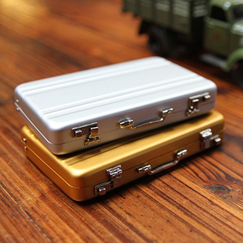 Business Card Holder Suitcase Shaped Accessories Solid Mini Aluminum