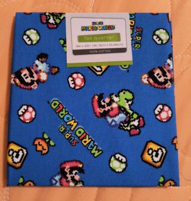 Nintendo Super Mario World Fat Quarter Fabric 18''x22'' 100% cotton New! Free ship