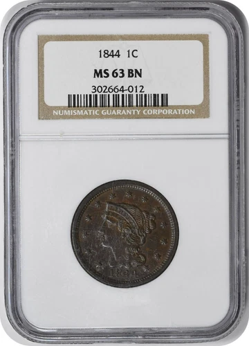 1844 Large Cent MS63BN NGC