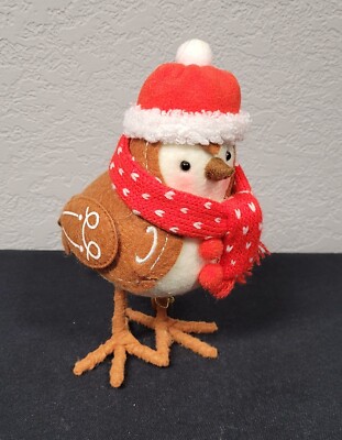 Featherly Friends Fabric Bird Snap Wearing Red Scarf Bird 2023