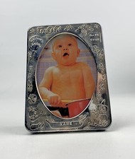 vintage silver plated baby photo picture frame holds 2.5  x3.5  